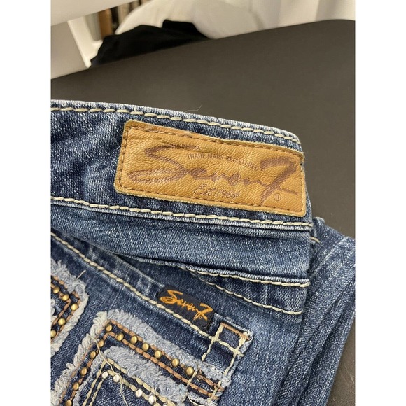 Seven 7 Premium Denim Slim Straight Women's Size 12 (36”) Blue Medium Wash - Picture 8 of 9